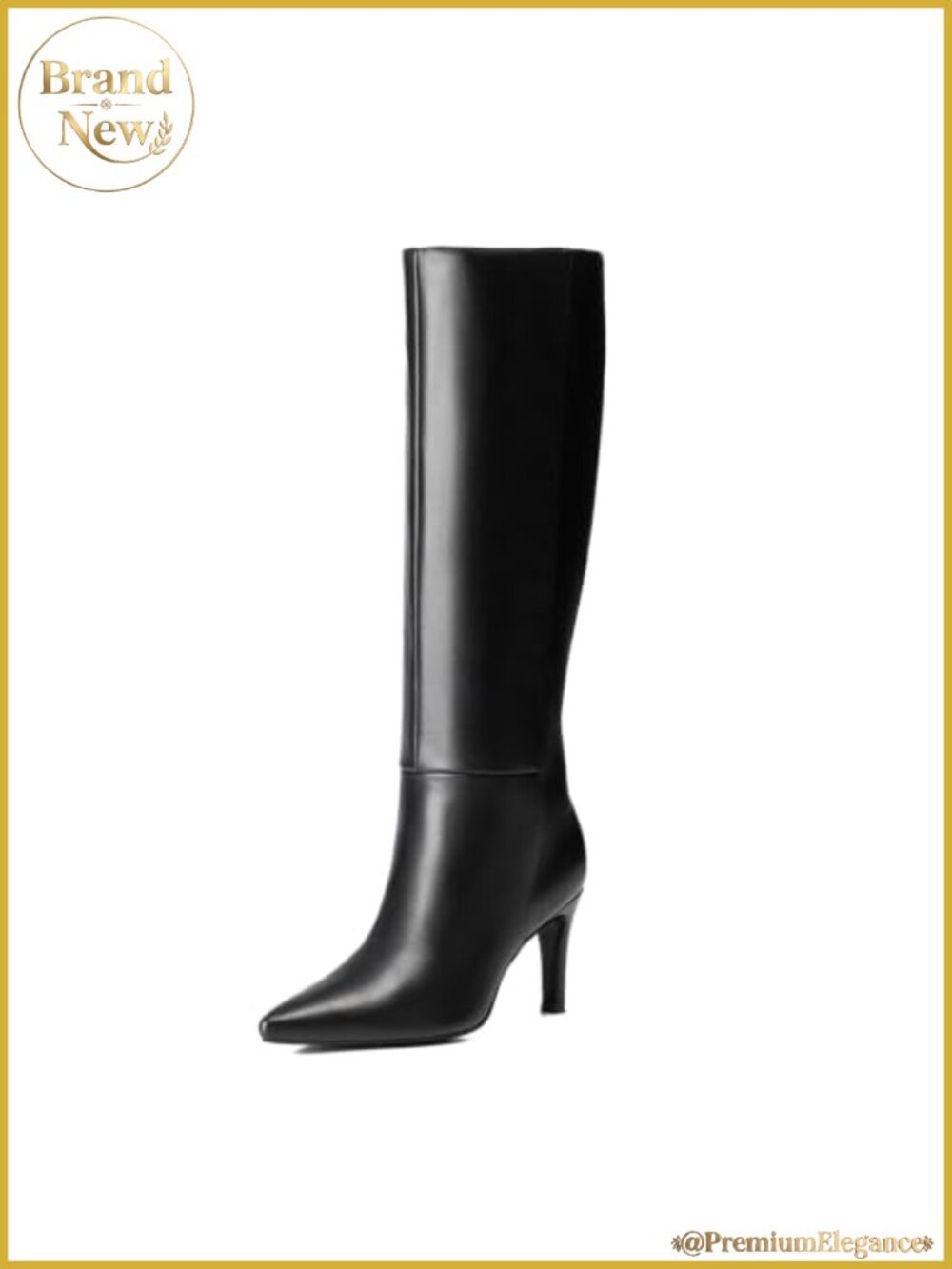 Knee High Boots Women Pointed Toe Stiletto Tall Zipper Dress Boots Wide Calf